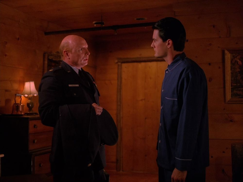Garland Briggs visits Cooper. Twin Peaks S02E02 - Coma.