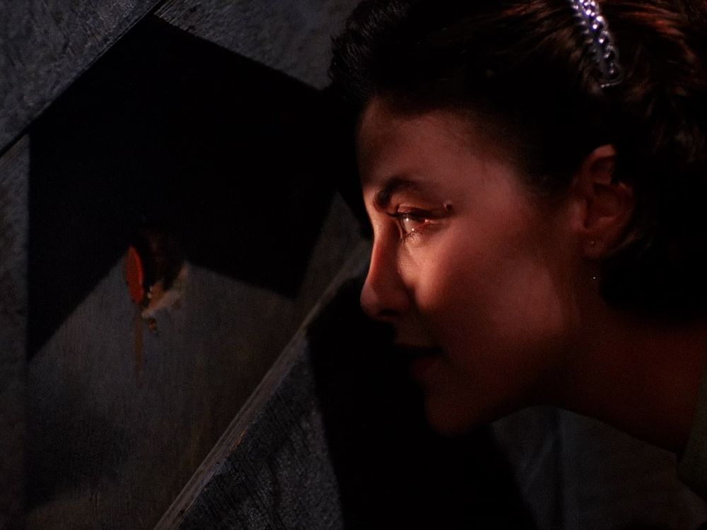Audrey Horne spying. Twin Peaks S01E06 - Cooper’s Dreams.
