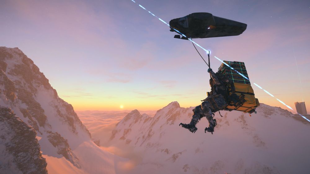 Sam on a zip line at sunrise 