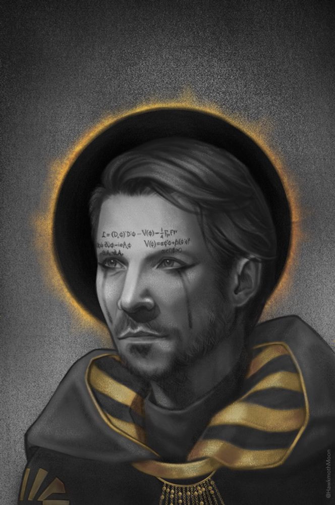 Charcoal and pencil drawing of Troy Baker as Higgs 