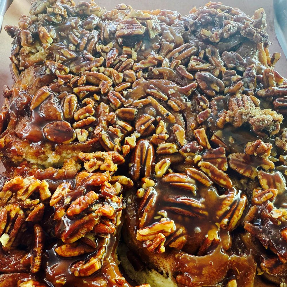 Photo of a tray of pecan sticky buns