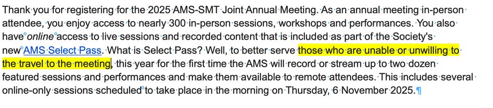 Comm. from professional org chastising folks who, in their mind, are "unwilling to travel to the meeting." The only conference I missed in 40 years was when my mom died the week before the meeting. smdh