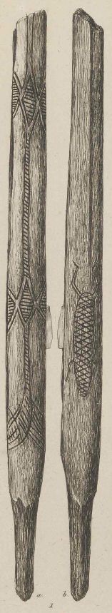 Copper plate engraving of decorated stone age artefact