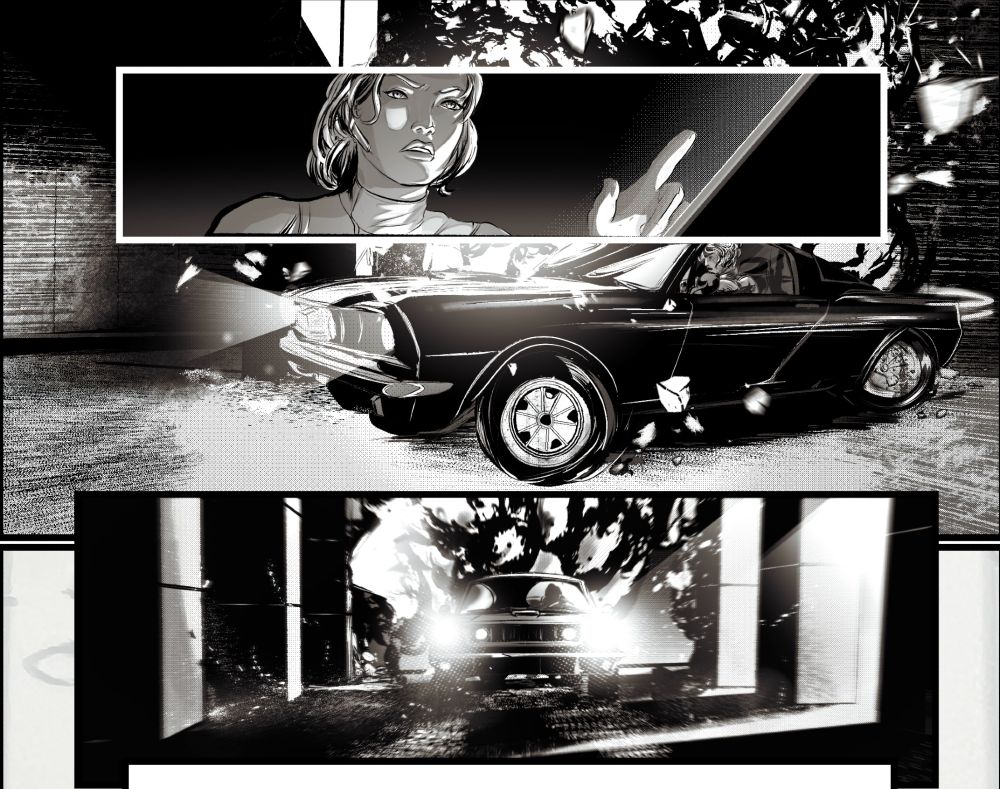 Avery, the woman in the chair, is helping Carmen escape an exploding building in this sample one pager adapted from a fast and furious script