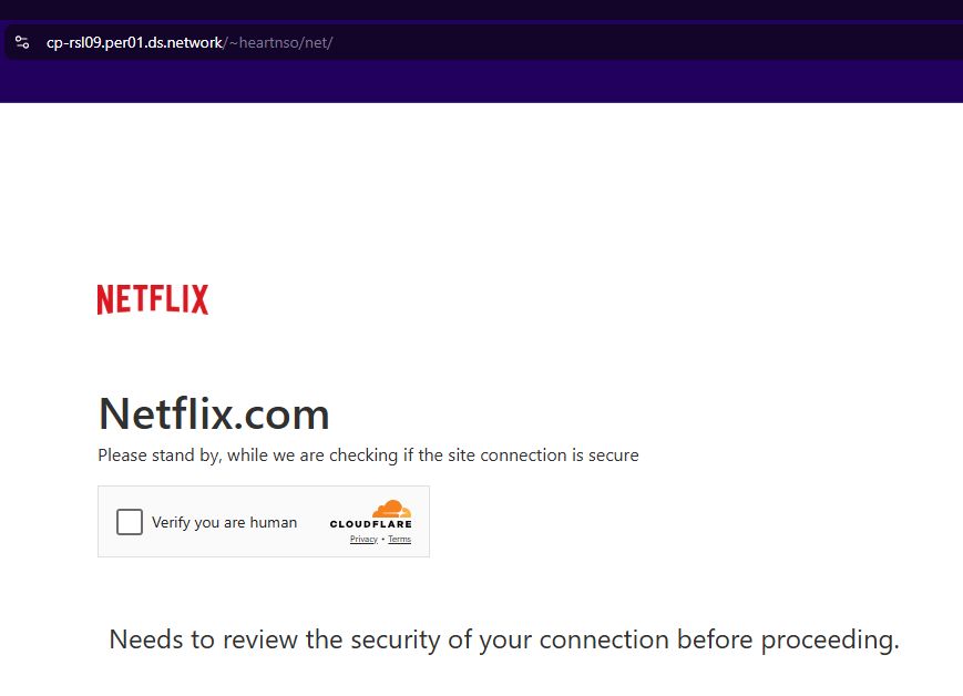 Phishing page sells the con with faked, correctly branded, CloudFlare Captcha page.