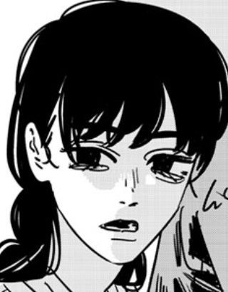 Asa Mitaka from Chainsaw Man giving a blank expression