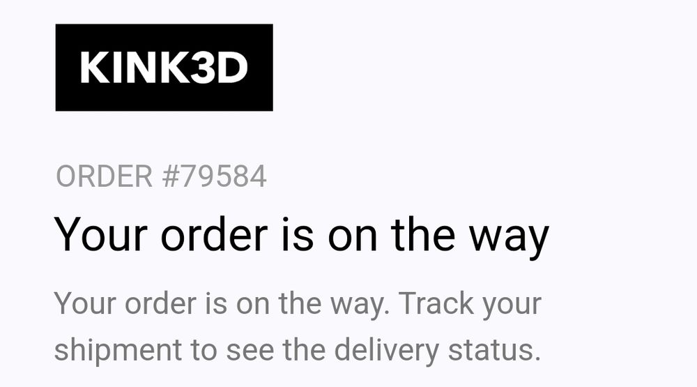 A shipping notification for said order
