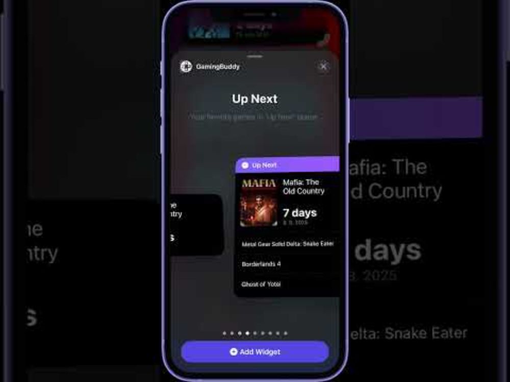 GamingBuddy: iOS Home Screen Widgets showcase | Game Tracker app