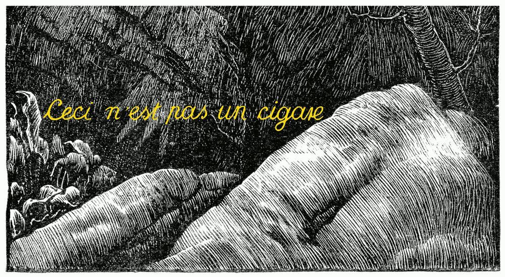 "Ceci n'est pas un cigar." (https://snrk.de/page_this-is-no-cigar)

Detail from Henry Holiday's illustration to the last fit (chapter) of Lewis Carroll's "The Hunting of the Snark" showing a simulacrum about which, as far as I know, until now no AI based image content checker complained. And here I mean the simulacrum on the lower left side of the illustration and not the "torso-like simulacrum" (see https://snrk.de/page_this-is-no-cigar/#Tufail) on the lower right side.

Holiday's dark illustration (https://snrk.de/snarkhunt/#561) to the 8th fit of Lewis Carroll's "The Hunting of the Snark" is quite challenging. He found a way to hold the beholders of his illustrations responsible for what they "see".

Holiday migth have gotten some ideas from his teacher John Everett Millais (https://snrk.de/page_lorenzo-and-isabella/).