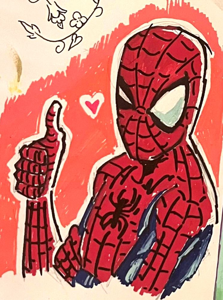 Spiderman giving a thumbs up.