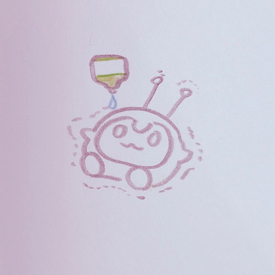 目薬をさされるみんくるの絵です