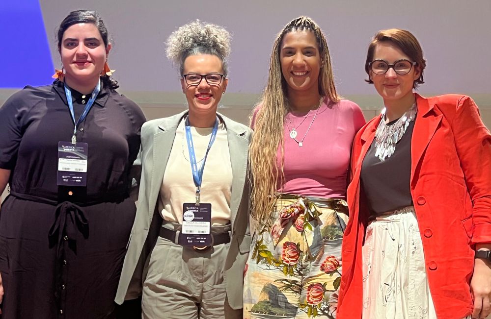 Panelists featuring Bluesky original poster, The Intercept Brazil founder Cecilia Oliveira; Brazil's Minister of Racial Equality Anielle Franco who became a politician after her sister Marielle Franco was murdered for her work as a Black, gay politician in Rio de Janeiro; and Lucía Abelenda, founder of Imaginarius, and the woman behind the fundraising that led to the 35 million USD that backed most civil society work in open data in Latin America.