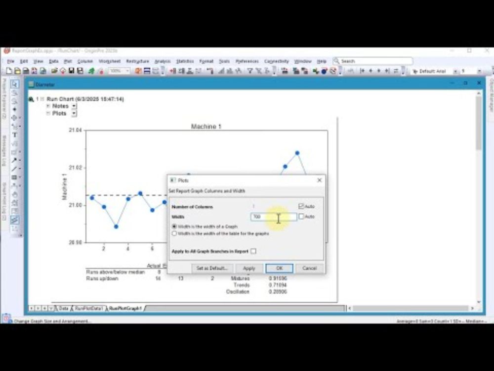 Report Sheet Graph Size and Arrangement