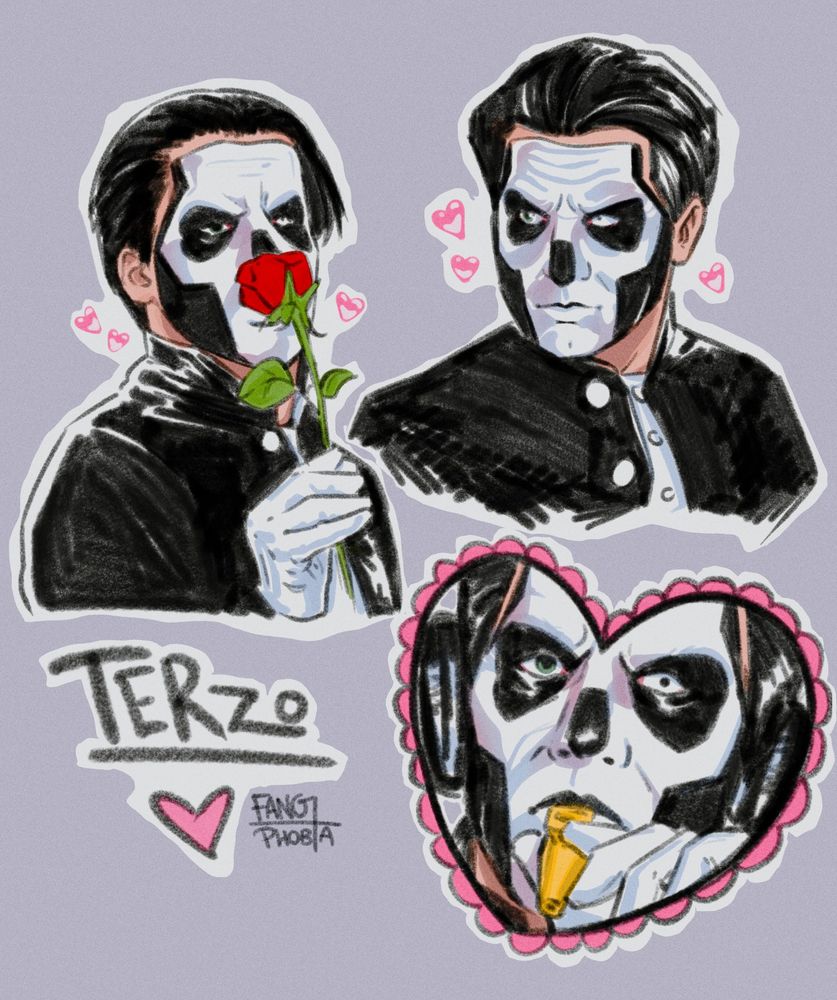 Doodles of Terzo (Papa emeritus the third) from the band Ghost.