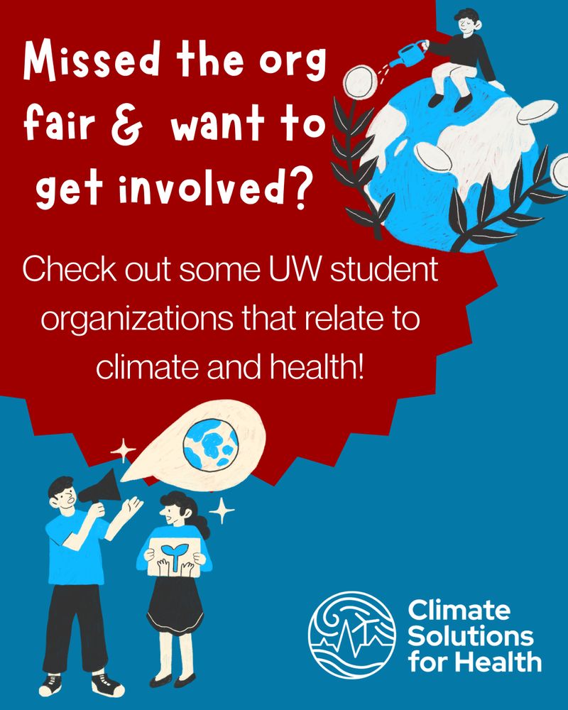 Graphics depict climate change advocacy. CSFH lab logo in bottom right corner