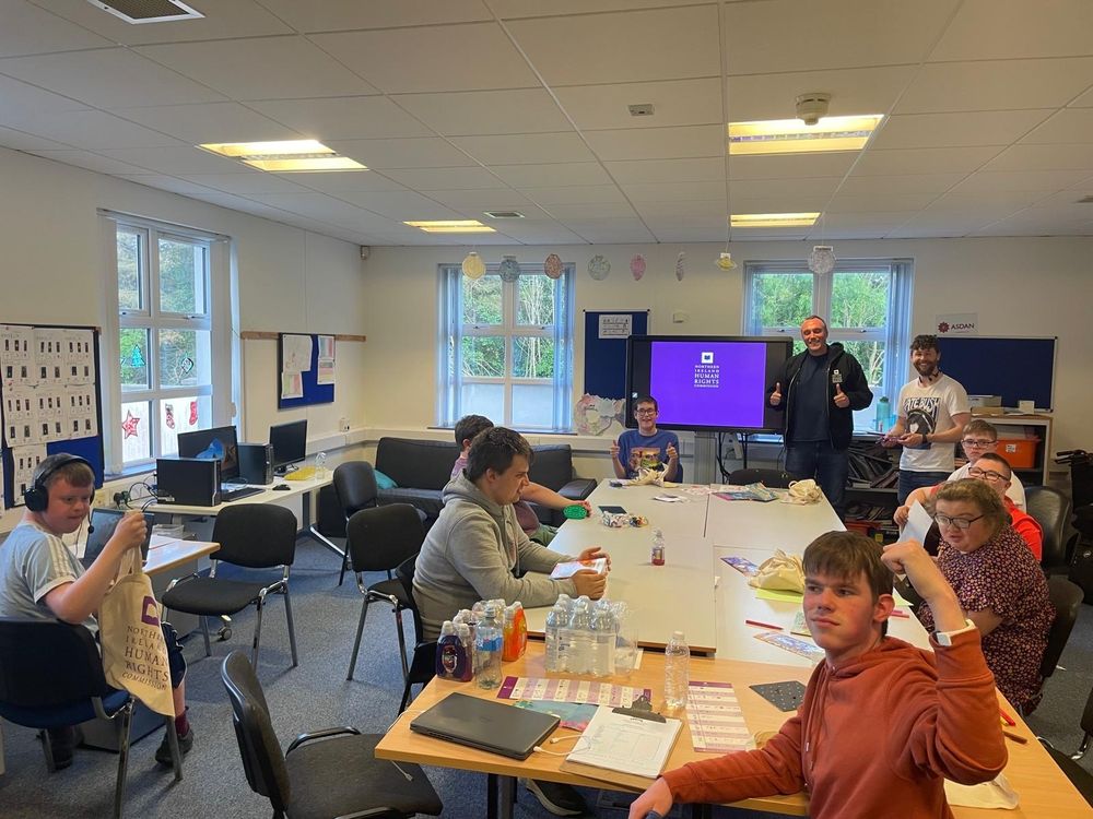 Members of NIHRC staff with young people from the Mencap Heroes programme.