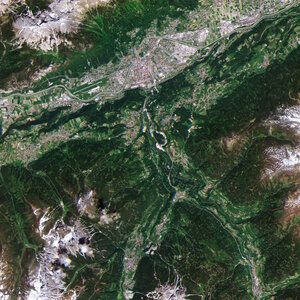 Ville d'Innsbruck, Autriche (crédit ESA)