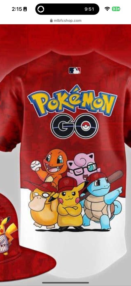 Red jersey with janky-looking Pokémon art