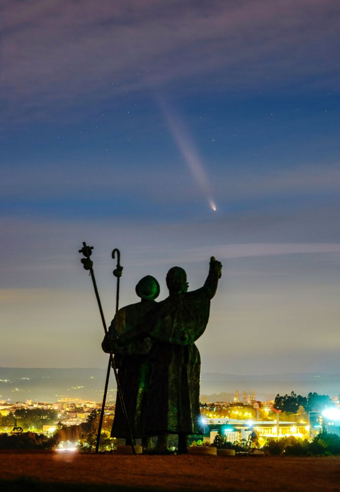 Cometa Tsuchinshan-ATLAS dende o Monte do Gozo (Compostela) en outubro pasado