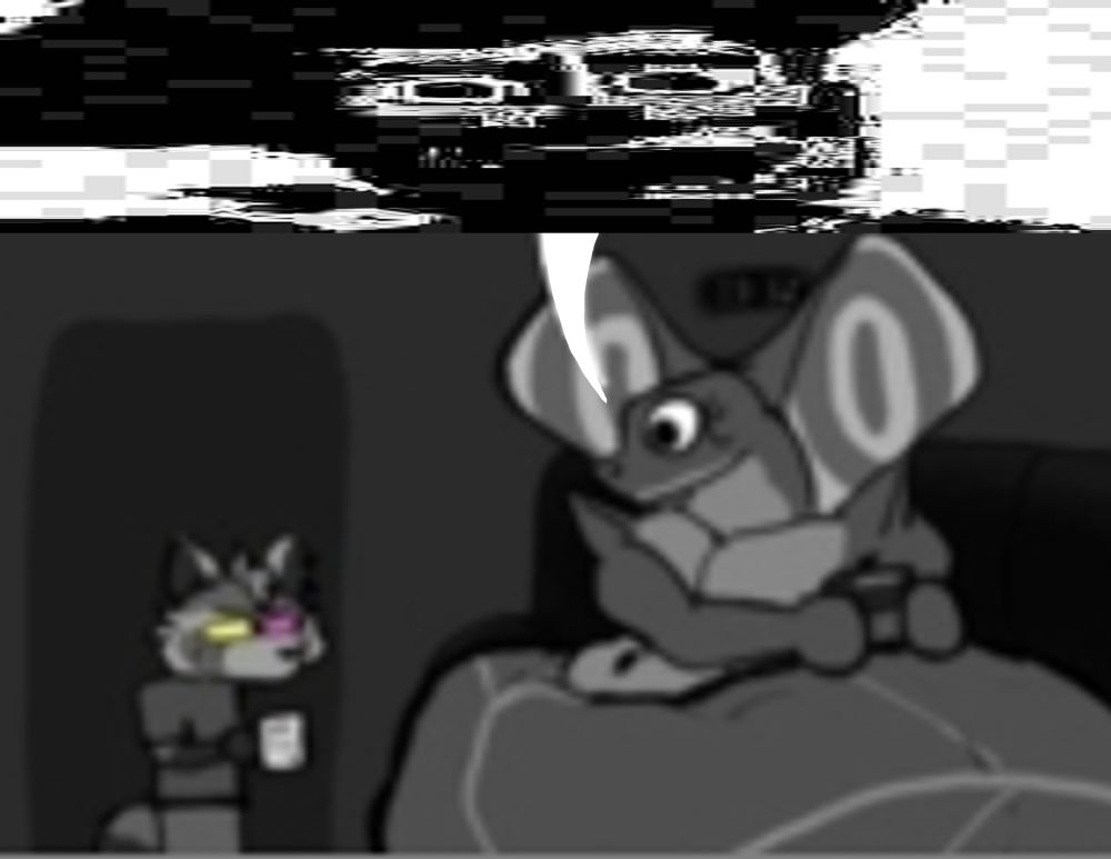 Low resolution image from the last panel.
Comko is saying: "FRIEND INSIDE ME.png" (an image)
Jackoo has yellow and pink eyes