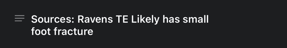 Sources: Ravens TE Likely has small foot fracture