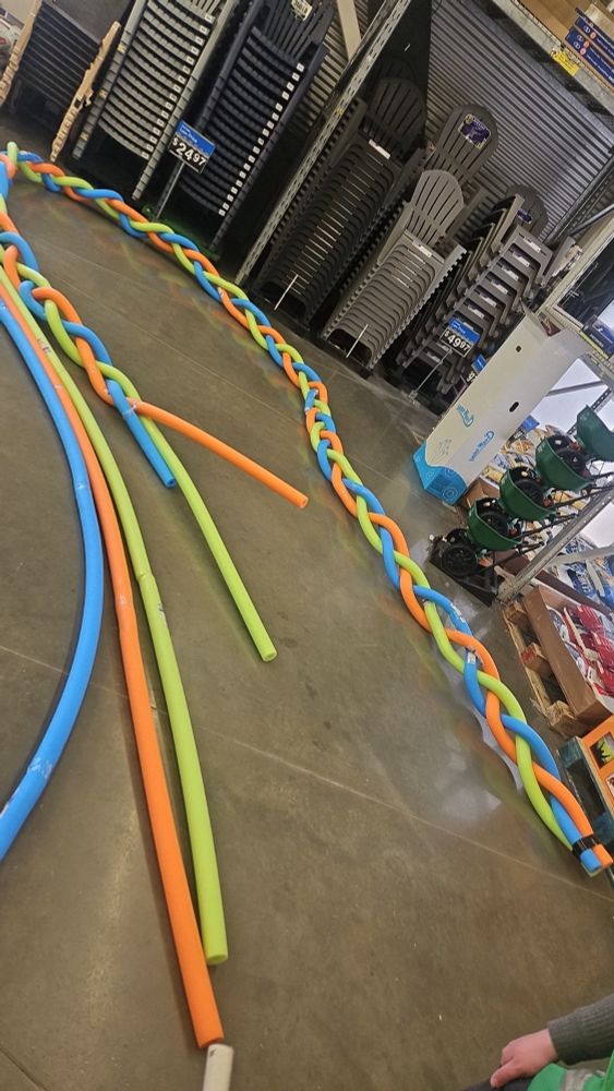Multiple pool noodles braided together 