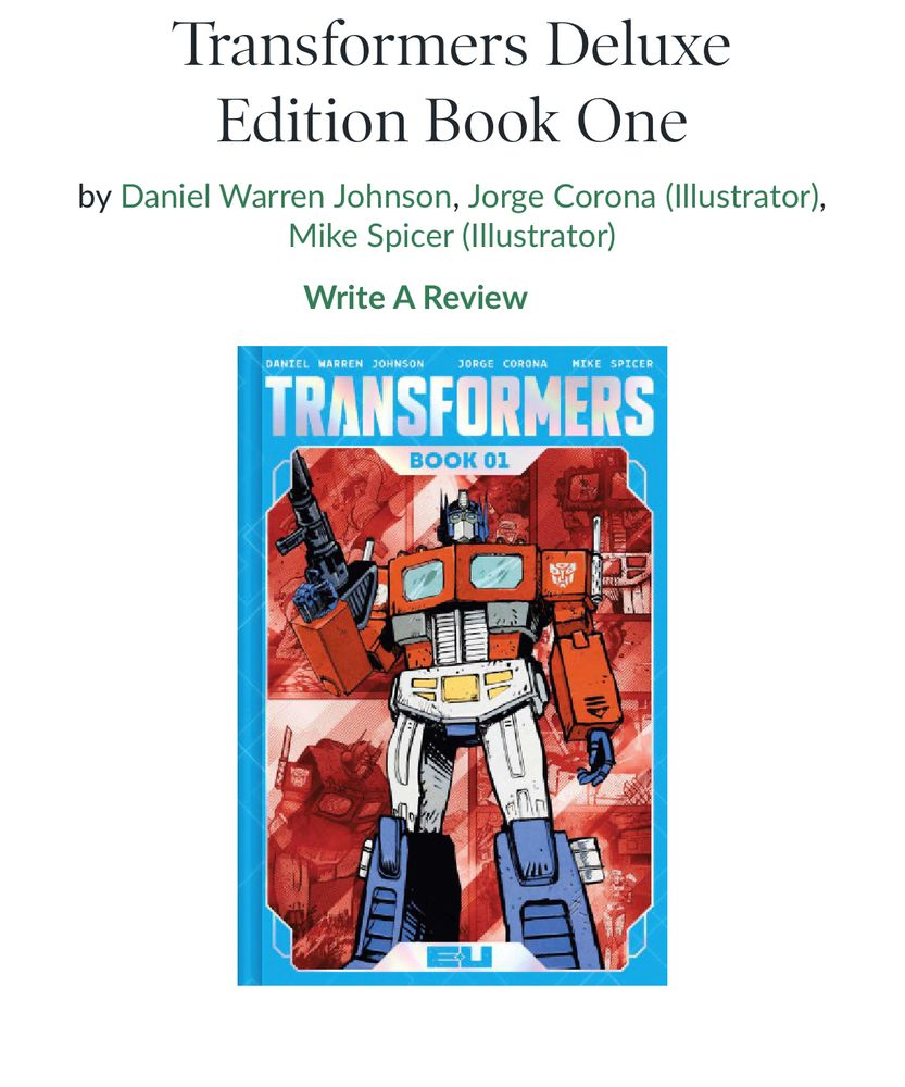 Transformers Skybound “Book One” Deluxe Edition hardcover book. Coming May 13th, 2025.
