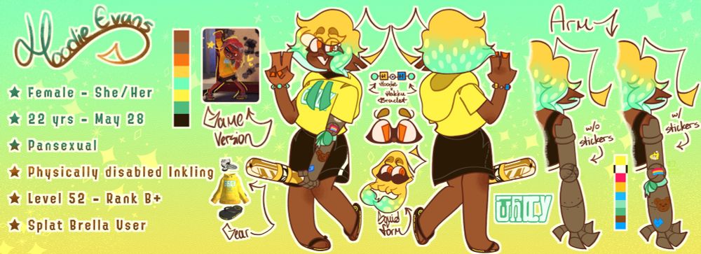 Hoodie’s reference sheet (a lil outdated)