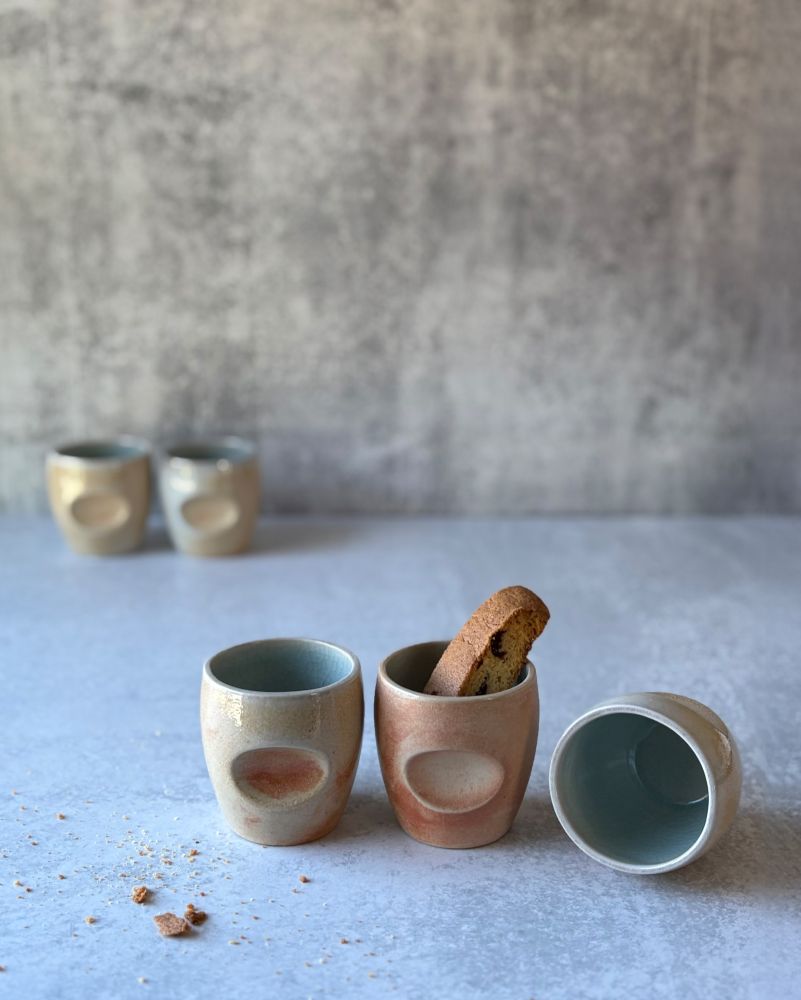 Espresso cups with a thumbprint indent 