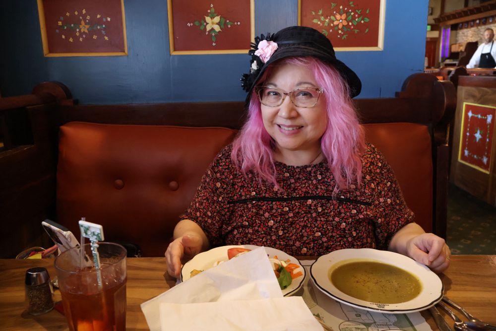 Cute Tavisha about to have split pea soup!