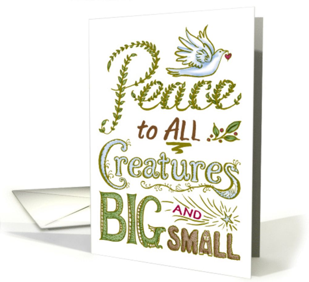 New Year's Peace to ALL Creatures Hand Lettering card