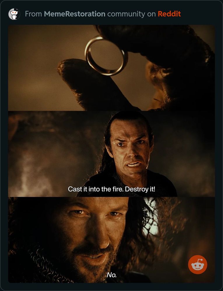 Elrond tells isildur to throw the ring and he says no