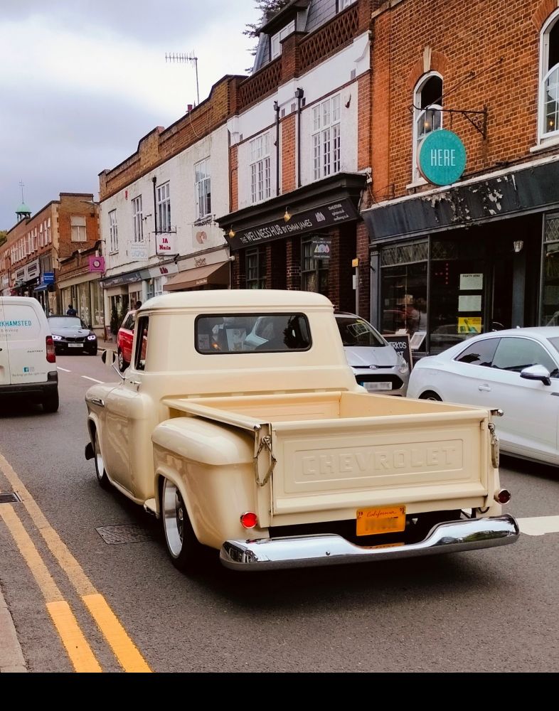 Chevrolet classic trunk in a small town in England 