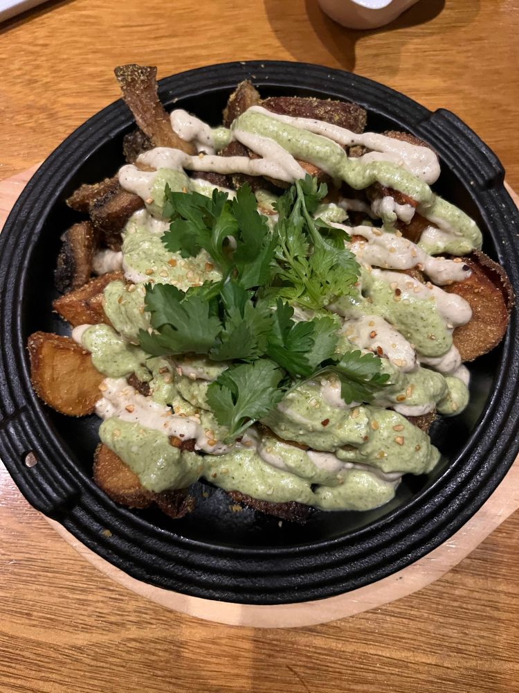 Vegan potatoes and mushrooms 