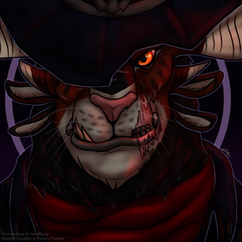 headshot of a scarred charr glaring
