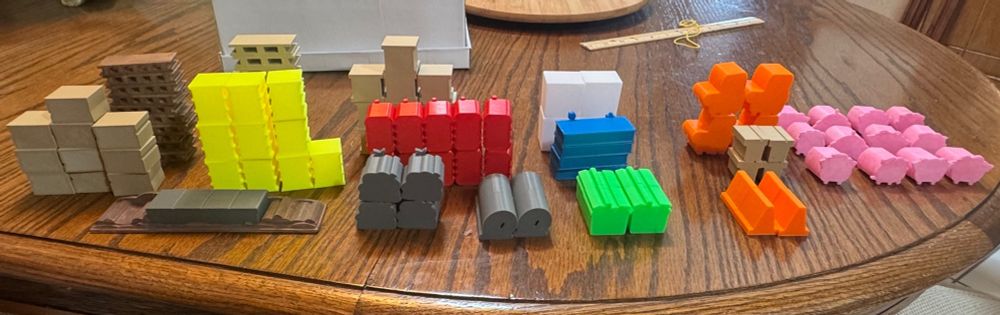 All the pieces, dozens of them in different colours