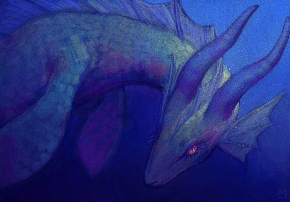 A blue green sea creature 