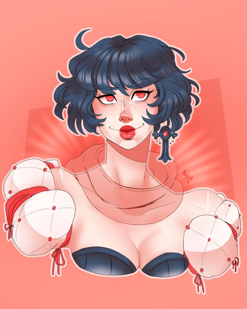 A drawing I made of Camilla, a sapphic vampire lady by Sid3buns ♡