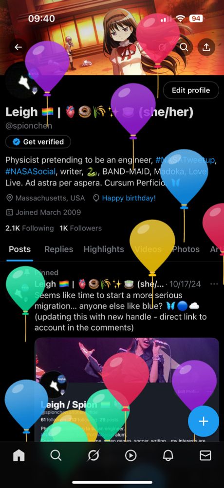 Birthday profile screen from Twitter