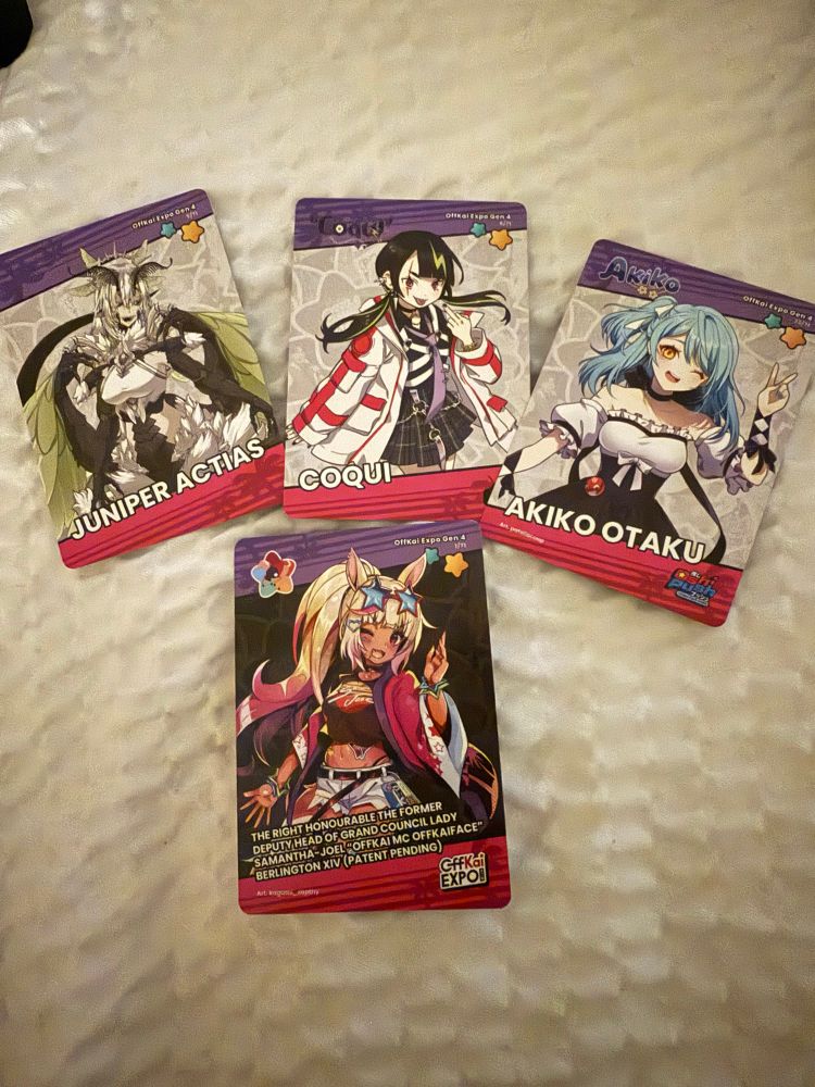 Idol and vtuber cards from Offkai Expo