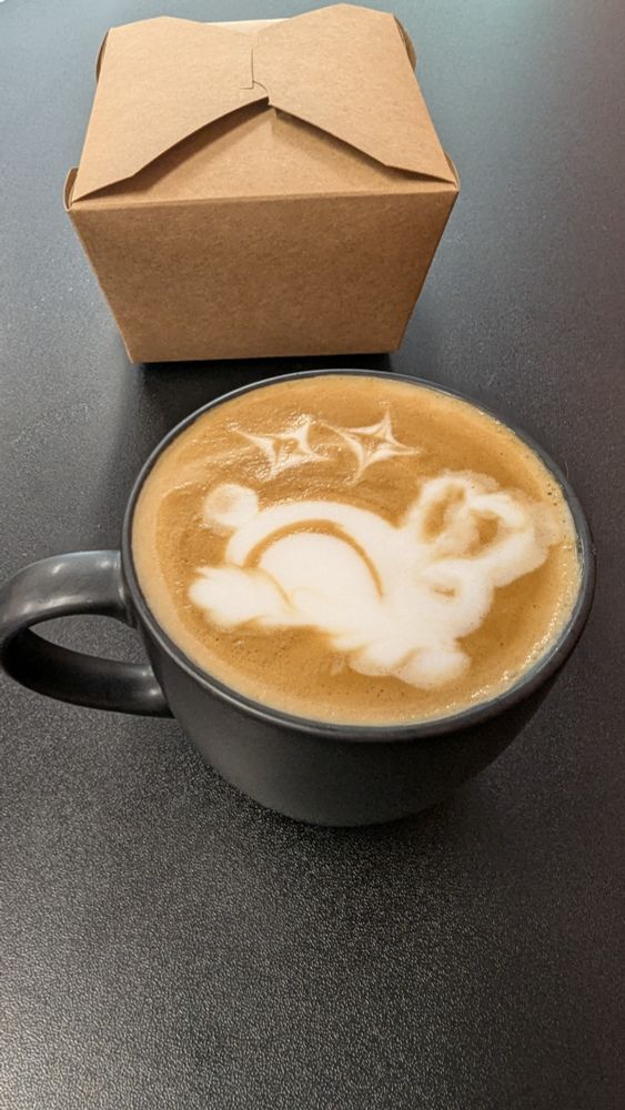 A bunny made of foam on a cortado