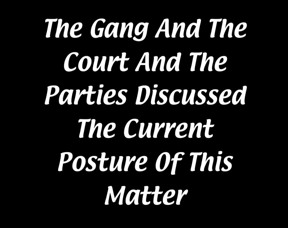 In the It's Always Sunny in Philadelphia font: The Gang And The Court And The Parties Discussed The Current Posture Of This Matter