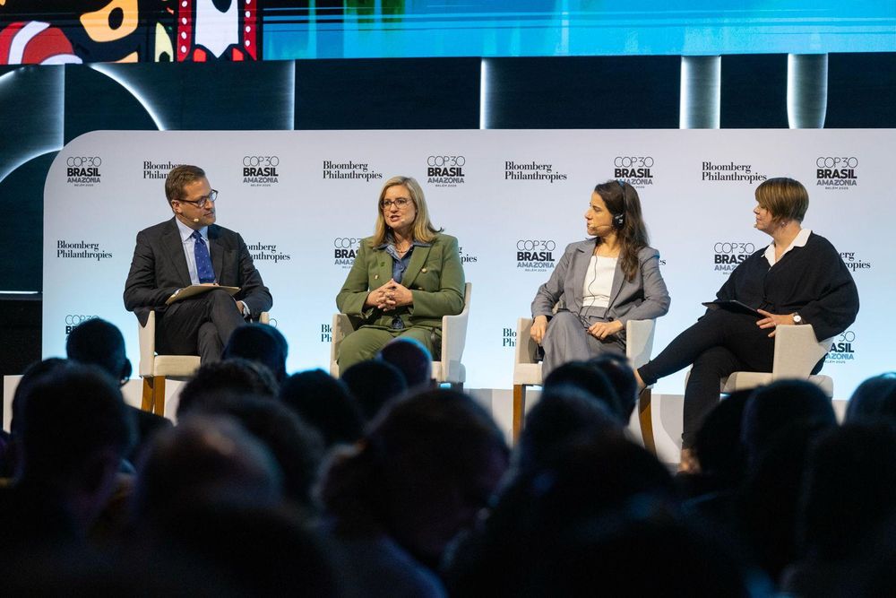 Four Mayors seated on stage at the Local Climate Action Summit.