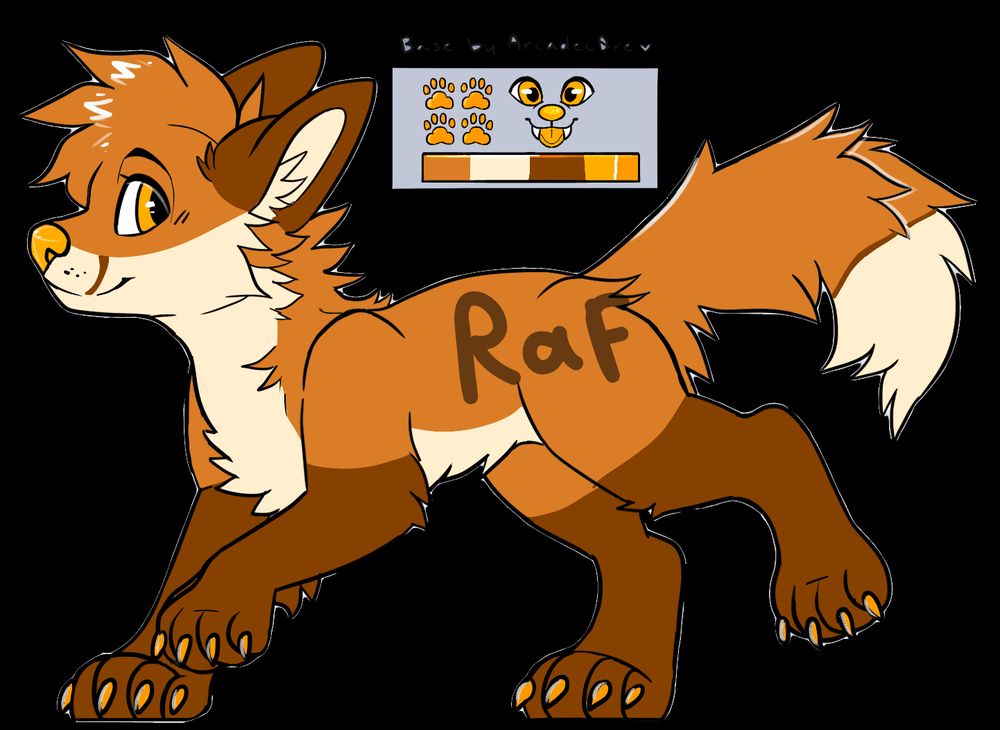 Orange brown and white fox with yellow accents. Base by arcadec0re.