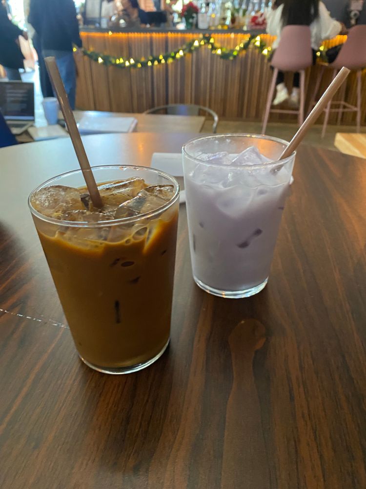 vietnamese coffee and taro latte