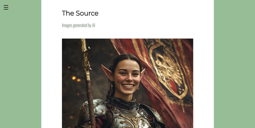 Webpage with smiling elvish woman