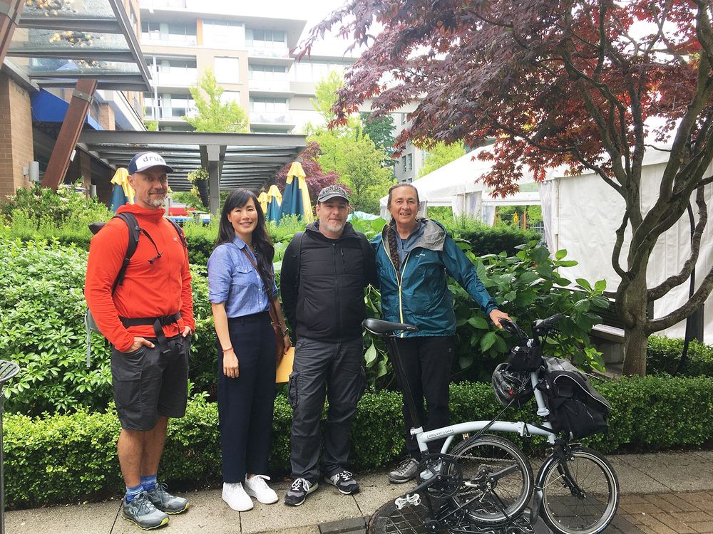 Melissa with fellow Forest Therapy Hub Summer School speakers Dr. Nevin Harper, Alex Gesse (Executive Director) and Dr. Kathleen Wolf after their morning lectures at the UBC Department of Forestry