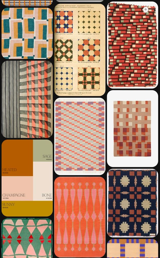 Pinterest board with abstract patterns containing various shades of orange plus other colours