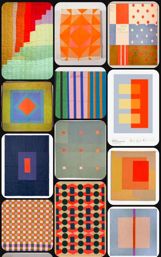Pinterest board with abstract patterns containing various shades of orange plus other colours