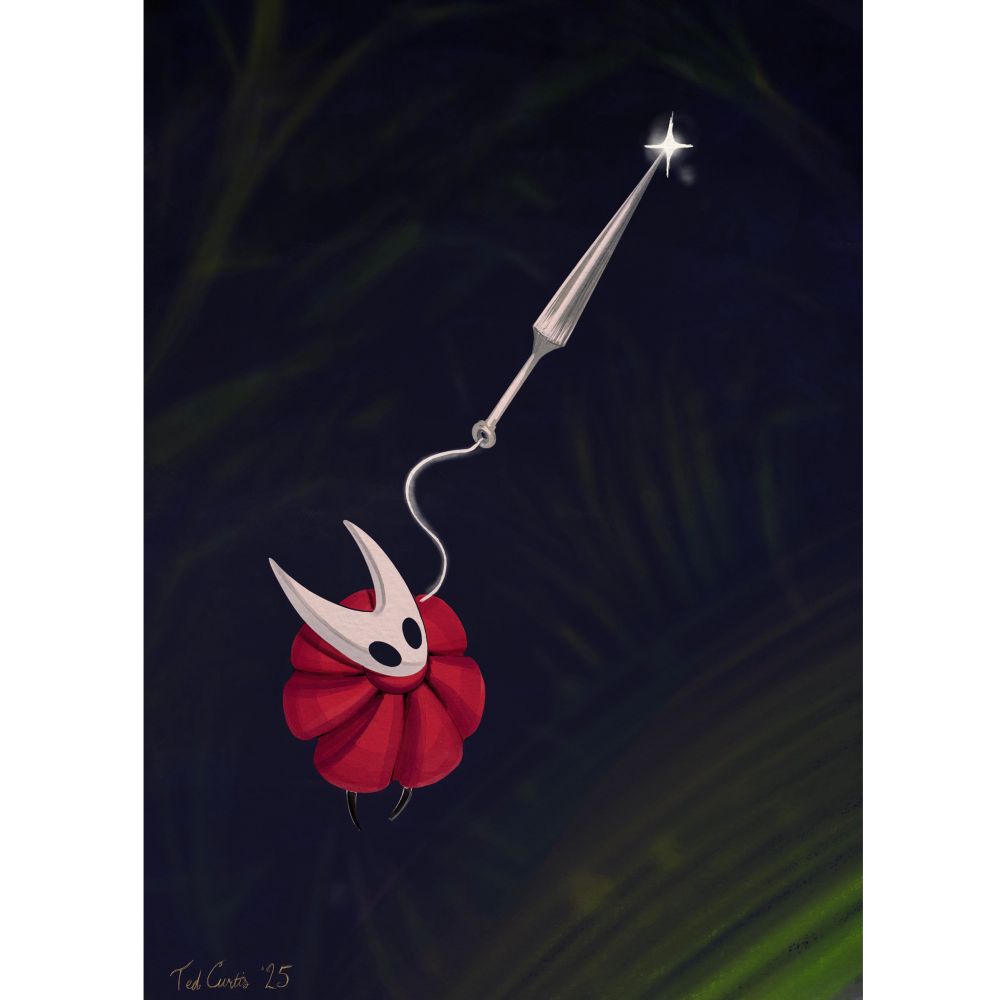 Watercolour painting of Hornet from Hollow Knight: Silksong (2025) by Team Cherry. Painted in Procreate for Ipad